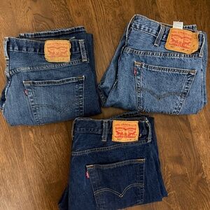 Three pairs men’s button fly 501 jeans 36x32